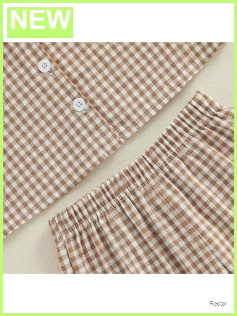 2pc Toddler Girls Ruffle Sleeve Button Up Dress Top Plaid Pants Set